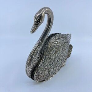 vintage godinger silver plated swan napkin holder 1980s